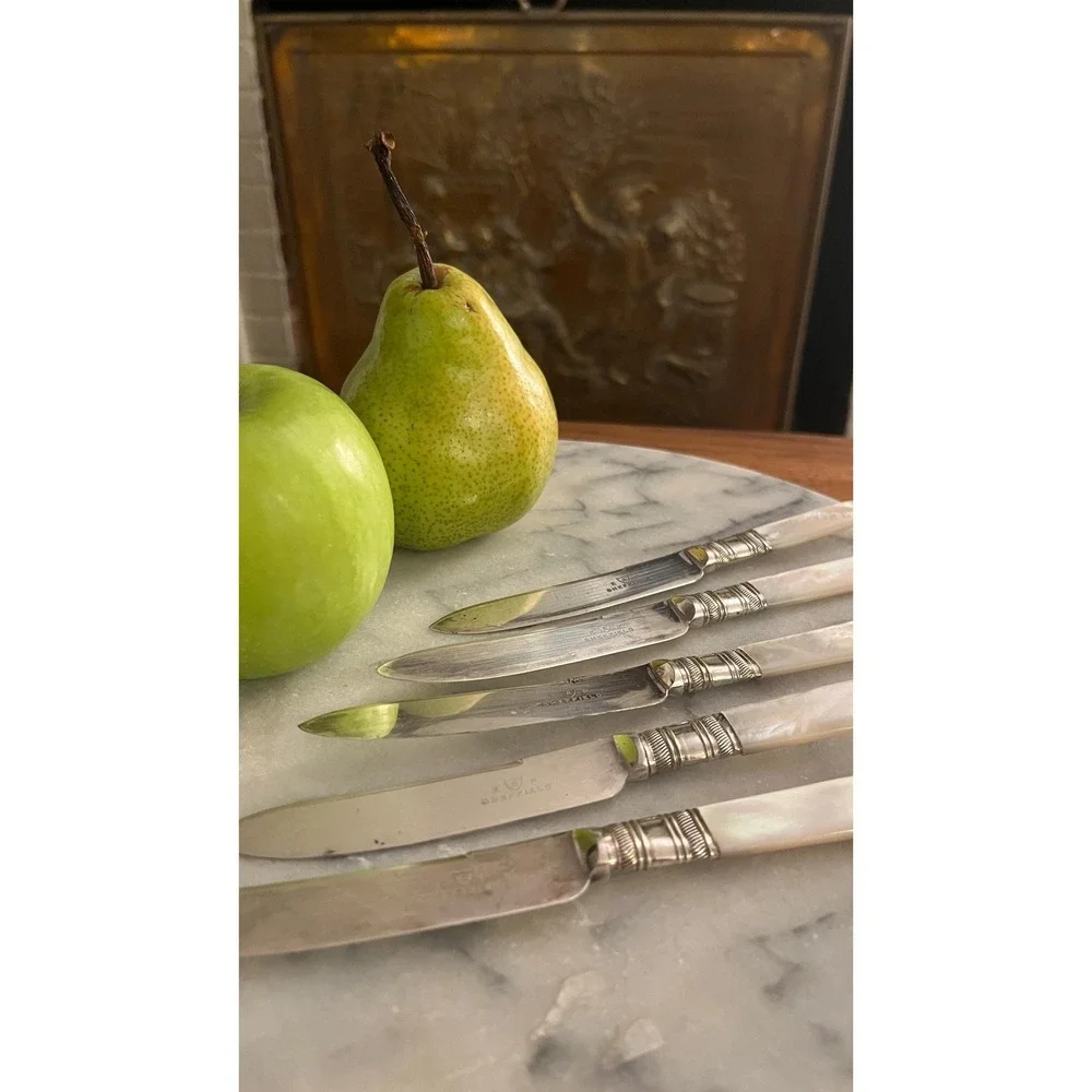 Vintage Sheffield Fruit Knives Mother Of Pearl Handles Set Of 5